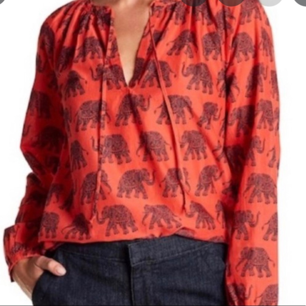 J Crew Elephant print peasant blouse